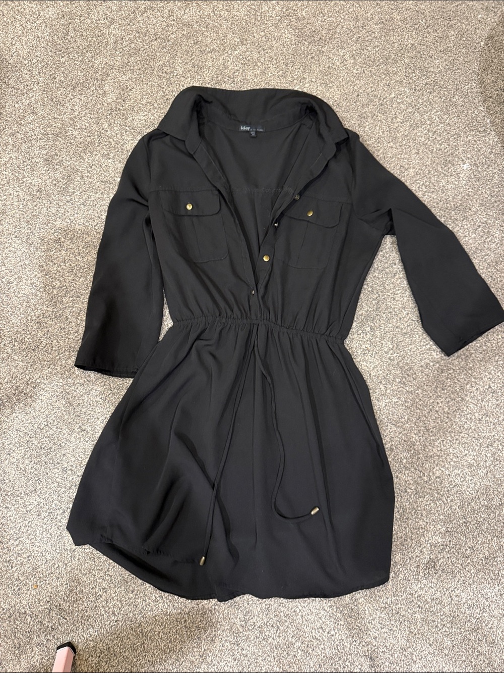 BeBop Black Shirt Dress with Drawstring